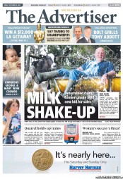 The Advertiser (Australia) Newspaper Front Page for 25 October 2013