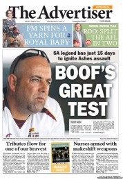 The Advertiser (Australia) Newspaper Front Page for 25 June 2013