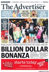 The Advertiser (Australia) Newspaper Front Page for 26 December 2013