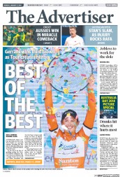 The Advertiser (Australia) Newspaper Front Page for 27 January 2014