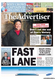 The Advertiser (Australia) Newspaper Front Page for 27 April 2013