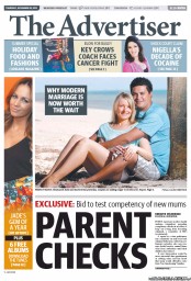 The Advertiser (Australia) Newspaper Front Page for 28 November 2013