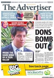 The Advertiser (Australia) Newspaper Front Page for 28 August 2013