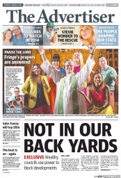 The Advertiser (Australia) Newspaper Front Page for 4 January 2014