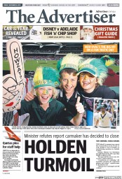 The Advertiser (Australia) Newspaper Front Page for 6 December 2013