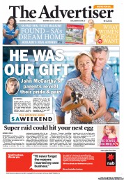 The Advertiser (Australia) Newspaper Front Page for 6 April 2013