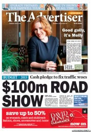 The Advertiser (Australia) Newspaper Front Page for 6 June 2013