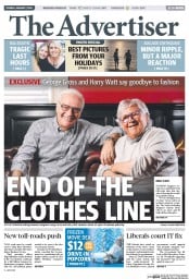 The Advertiser (Australia) Newspaper Front Page for 7 January 2014