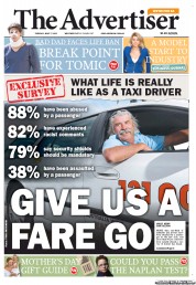 The Advertiser (Australia) Newspaper Front Page for 7 May 2013
