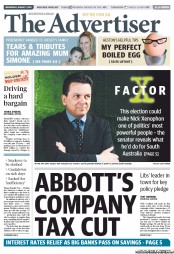The Advertiser (Australia) Newspaper Front Page for 7 August 2013