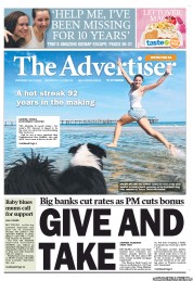 The Advertiser (Australia) Newspaper Front Page for 8 May 2013