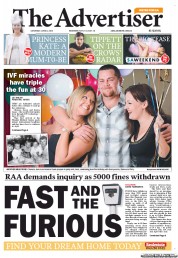 The Advertiser (Australia) Newspaper Front Page for 8 June 2013