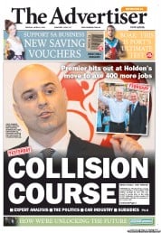 The Advertiser (Australia) Newspaper Front Page for 9 April 2013