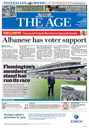 The Age (Australia) Newspaper Front Page for 10 October 2013