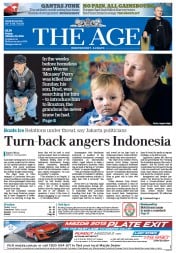 The Age (Australia) Newspaper Front Page for 10 January 2014