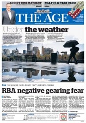 The Age (Australia) Newspaper Front Page for 10 May 2016