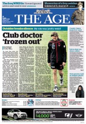 The Age (Australia) Newspaper Front Page for 12 April 2013