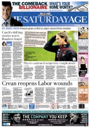 The Age (Australia) Newspaper Front Page for 13 April 2013