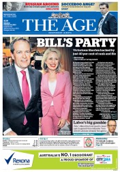 The Age (Australia) Newspaper Front Page for 14 October 2013