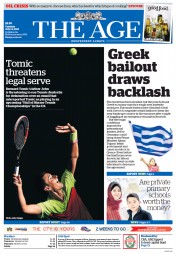 The Age (Australia) Newspaper Front Page for 14 July 2015