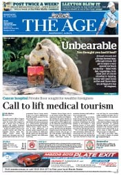 The Age (Australia) Newspaper Front Page for 15 January 2014