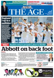 The Age (Australia) Newspaper Front Page for 15 July 2013