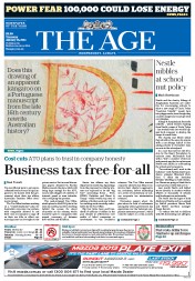 The Age (Australia) Newspaper Front Page for 16 January 2014