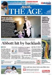 The Age (Australia) Newspaper Front Page for 16 July 2013