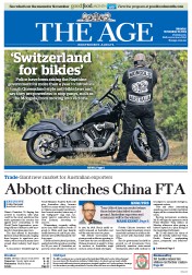 The Age (Australia) Newspaper Front Page for 17 November 2014
