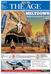 The Age (Australia) Newspaper Front Page for 17 January 2014