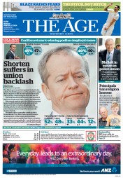The Age (Australia) Newspaper Front Page for 17 February 2014