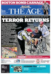 The Age (Australia) Newspaper Front Page for 17 April 2013