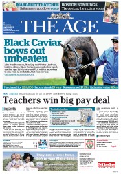 The Age (Australia) Newspaper Front Page for 18 April 2013