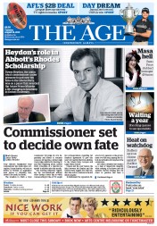The Age (Australia) Newspaper Front Page for 18 August 2015