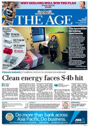 The Age (Australia) Newspaper Front Page for 19 August 2013