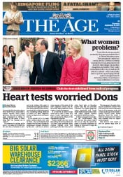 The Age (Australia) Newspaper Front Page for 19 September 2013