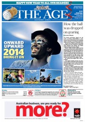 The Age (Australia) Newspaper Front Page for 1 January 2014