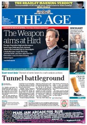 The Age (Australia) Newspaper Front Page for 1 August 2013