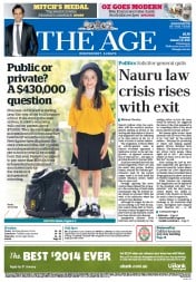 The Age (Australia) Newspaper Front Page for 21 January 2014