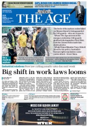 The Age (Australia) Newspaper Front Page for 21 February 2014