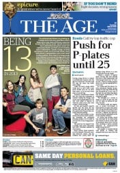 The Age (Australia) Newspaper Front Page for 21 May 2013