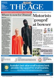 The Age (Australia) Newspaper Front Page for 21 August 2014