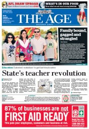 The Age (Australia) Newspaper Front Page for 22 October 2013