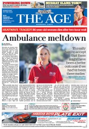 The Age (Australia) Newspaper Front Page for 22 January 2014