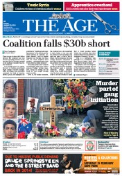 The Age (Australia) Newspaper Front Page for 23 August 2013