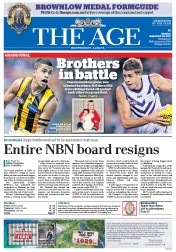 The Age (Australia) Newspaper Front Page for 23 September 2013