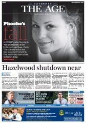 The Age (Australia) Newspaper Front Page for 24 September 2016