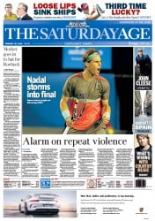 The Age (Australia) Newspaper Front Page for 25 January 2014
