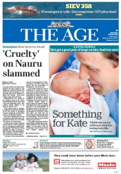 The Age (Australia) Newspaper Front Page for 25 July 2013