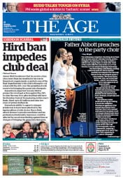 The Age (Australia) Newspaper Front Page for 26 August 2013